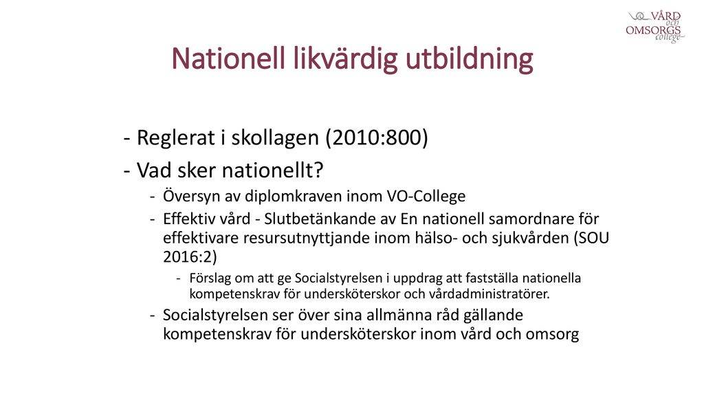 Vård och omsorgsutbildning ppt ladda ner